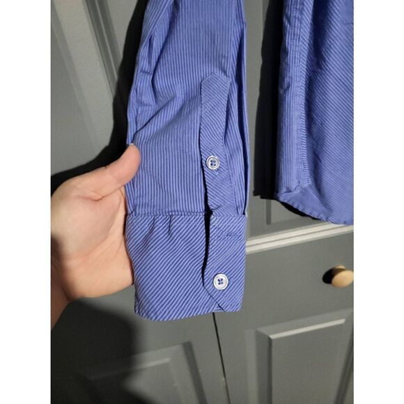 Caribbean Joe blue long-sleeved collard button-down shirt - Picture 4 of 6